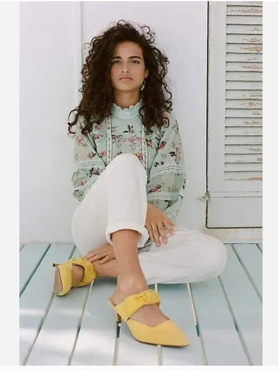 Anthropologie Hemant & Nandita Amour Floral Lace Blouse Top Mint Green Medium - Picture 3 of 15